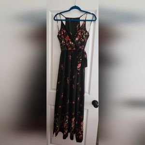 Scobe Black and Red Floral Maxi Dress Size Large